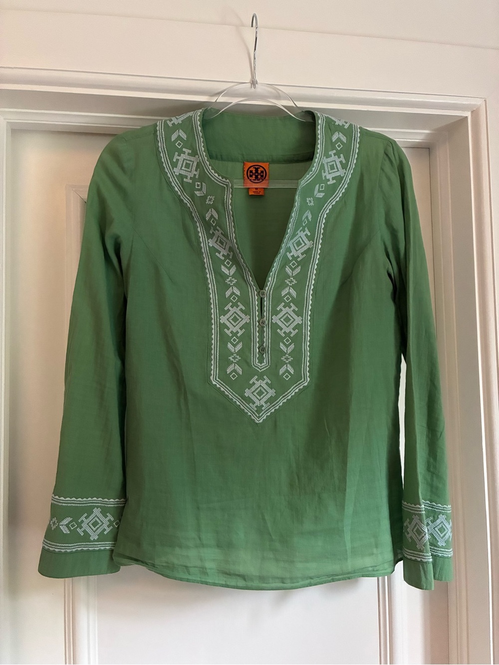 Tory Burch Gauze Embroidered Tunic Top